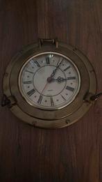 Retro vintage koperen patrijspoort met klok, Ophalen of Verzenden, Zo goed als nieuw, Wandklok