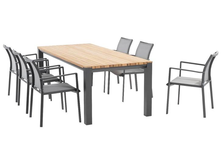 diningset 4Seasons Outdoor taste, Tuin en Terras, Tuinsets en Loungesets, Nieuw, Tuinset, Teakhout, 6 zitplaatsen, Eettafel, Stoel