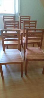 6 teak doorleefde supersterke stoelen, Huis en Inrichting, Stoelen, Ophalen, Gebruikt, Bruin, Landelijk