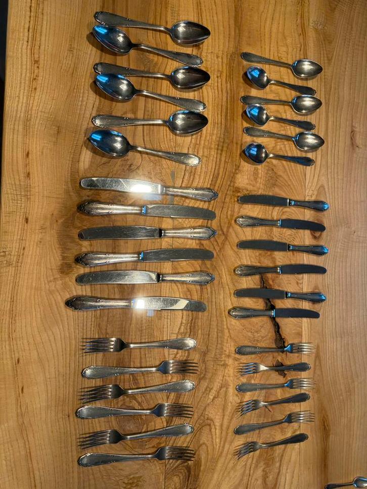 Verzilverde GERO 90 Bestekset - Gedetailleerd, Antiek en Kunst, Antiek | Bestek, Ophalen