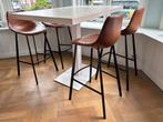 Barkrukken met rugleuning Dutchbone design, Huis en Inrichting, Barkrukken, Ophalen, Gebruikt, 60 tot 90 cm, Leer