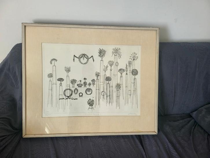 Karel  Zelenko "Cvetlicarna ", Antiek en Kunst, Kunst | Etsen en Gravures, Ophalen