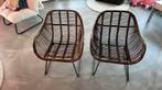 2 rotan rieten fauteuils met armleuningen, Huis en Inrichting, Stoelen, Ophalen, Zo goed als nieuw, Bruin, Twee