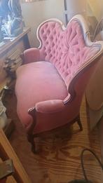 Vintage barok, brocante sofa, roze fluweel, opknapper!, Ophalen, Gebruikt, Minder dan 150 cm