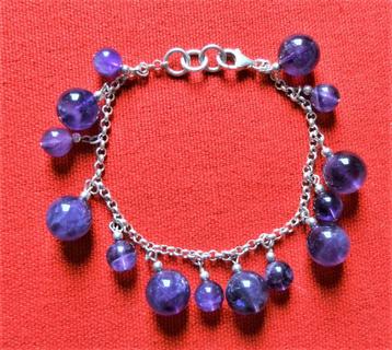 Nieuw: prachtige amethist armband zilver paars lila beschikbaar voor biedingen