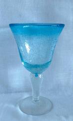 fraai blauw glas 18,5 cm h luchtbelletjes pontilmerk vintage, Antiek en Kunst, Antiek | Glas en Kristal, Ophalen