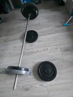 Barbell met 2x15kg en 4x10kg schijven, Sport en Fitness, Ophalen, Gebruikt, Rug, Halterset