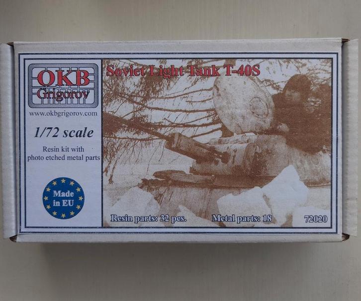 OKB Grigorov S72020 Soviet Light Tank T-40S 1/72, Hobby en Vrije tijd, Modelbouw | Auto's en Voertuigen, Nieuw, Tank, 1:50 of kleiner