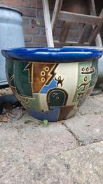 Plantenpot buiten keramiek blauw groen bruin, 25 tot 40 cm, Gebruikt, Rond, Ophalen of Verzenden