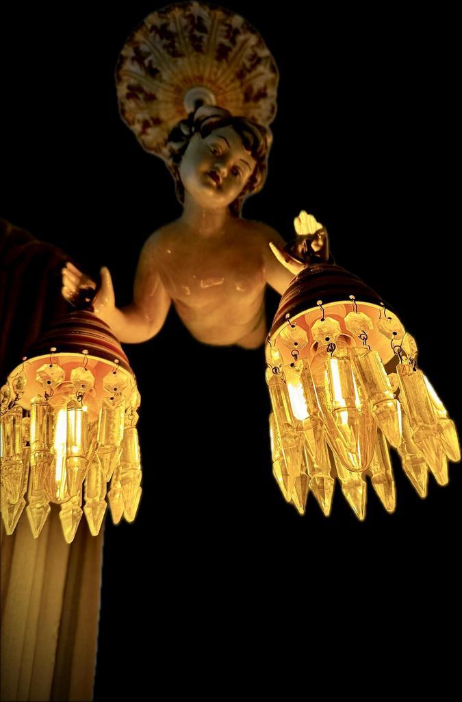 Antieke porseleinen engeltjeslamp, Diversen, Kerst, Zo goed als nieuw, Ophalen of Verzenden