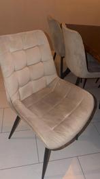 6x eetkamerstoelen velvet beige, Huis en Inrichting, Stoelen, Overige kleuren, Ophalen of Verzenden, Zo goed als nieuw, Stof