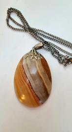 Mooie grote hanger van Agaat aan ketting, Ophalen of Verzenden, Zo goed als nieuw, Bruin, Steen of Mineraal