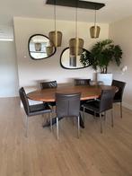 6 bruine leren eetkamerstoelen ( Van Til), Huis en Inrichting, Stoelen, Ophalen of Verzenden, Zo goed als nieuw, Bruin