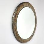 Ronde Spiegel brutalist 60's mid century bronze, Ophalen, Rond, 50 tot 75 cm, Minder dan 100 cm