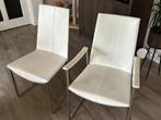 6 eetkamerstoelen leer wit, Huis en Inrichting, Ophalen, Wit, Leer, Zo goed als nieuw