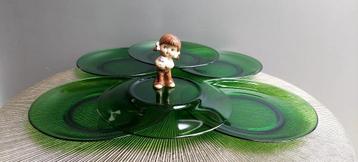 6 Vereco vintage glazen dinerborden borden 22.5 cm beschikbaar voor biedingen