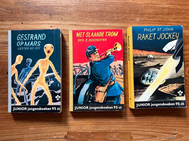 3 Junior Jongensboeken: Raket Jockey, Gestrand, Trom, Boeken, Fantasy, Gelezen, Ophalen of Verzenden