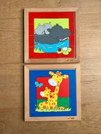 2x Educo puzzel - giraffe/nijlpaard, 2 tot 4 jaar, Ophalen of Verzenden, Zo goed als nieuw, Van hout
