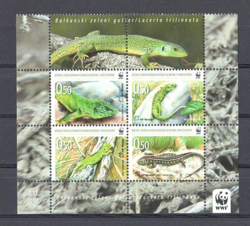 WWF postzegelblokje van de Reuzensmaragd Hagedis, Postzegels en Munten, Postzegels | Thematische zegels, Postfris, Dier of Natuur