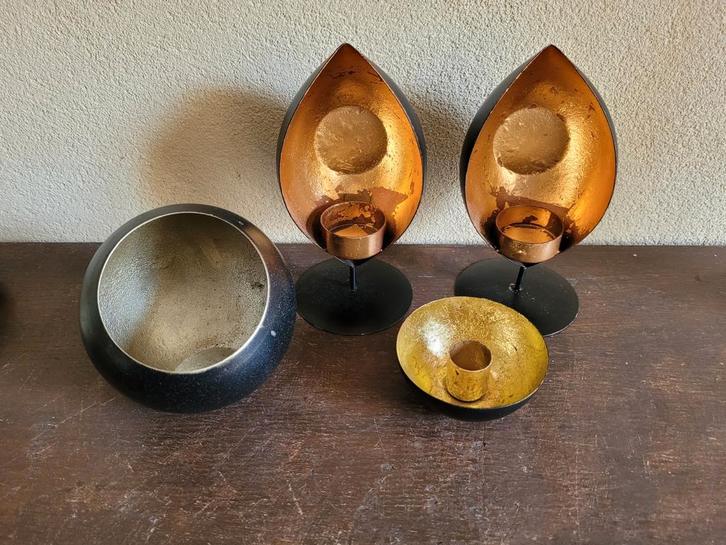 Marrakech gold waxinelichten, Huis en Inrichting, Woonaccessoires | Kandelaars en Kaarsen, Zo goed als nieuw, Kandelaar, Minder dan 25 cm