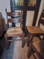 Houten stoelen met rieten zitting (3 stuks), Huis en Inrichting, Stoelen, Ophalen, Riet of Rotan, Gebruikt, Landelijk
