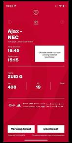 AJAX VS NEC voetbal kaart, Tickets en Kaartjes, Eén persoon