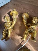 2 vergulden wandlamp engeltjes uit Italie., Ophalen of Verzenden, Gebruikt, Hout, Italiaans romantiek