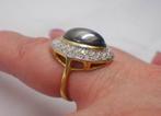 Prachtige zilveren bicolor ring met hematiet nr.592, Verzenden, Zo goed als nieuw, 17 tot 18, Dame