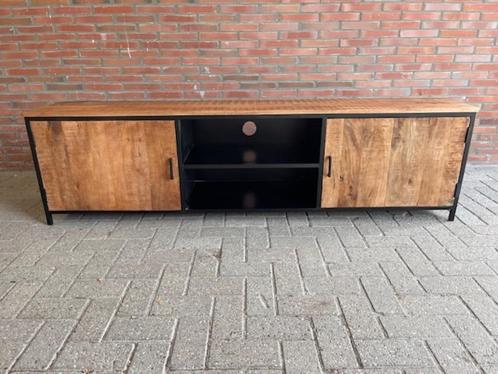 tv-meubel Industriële Mangohout 200 cm br gratis bezorgd, Huis en Inrichting, Kasten | Ladekasten, Nieuw, Minder dan 100 cm, 150 tot 200 cm