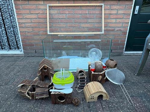 Hamster terrarium 80x40x40cm met inrichting, Dieren en Toebehoren, Knaagdieren en Konijnen | Hokken en Kooien, Zo goed als nieuw