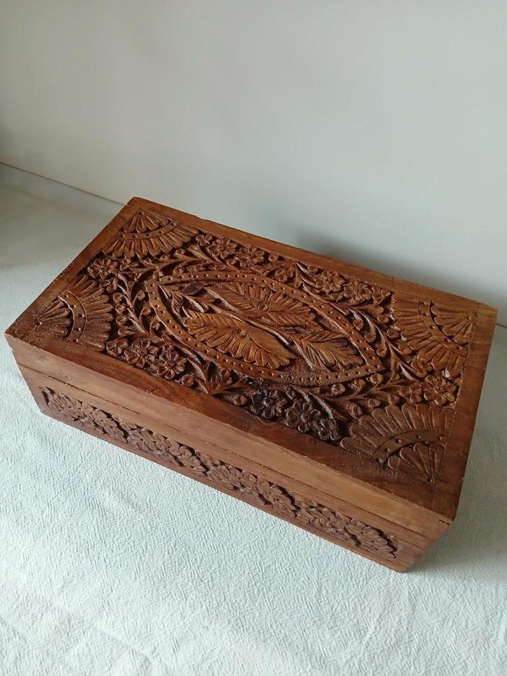 Vintage opbergbox houten kist bloemen, Antiek en Kunst, Antiek | Woonaccessoires, Ophalen of Verzenden
