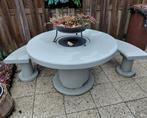betonnen tuintafel met drie bankjes, Tuin en Terras, Tuintafels, Ophalen, Gebruikt, Rond, Overige materialen