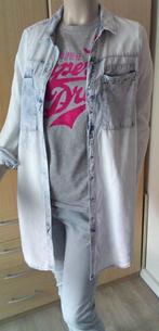 Vero moda lange blauwe gebleekte spijkerblouse maat S, Vero Moda, Maat 36 (S), Gedragen, Verzenden