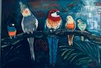 Schilderij met papegaaien eigen werk Aaltje Wals, Antiek en Kunst, Kunst | Schilderijen | Klassiek, Ophalen of Verzenden