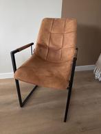 Industriële eetkamerstoelen cognac set van 6  metalen frame, Ophalen, Gebruikt, Bruin, Metaal