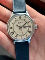 39 jumbo vintage horloge Slava mechanisch uurwerk, Overige merken, Leer, Staal, Polshorloge