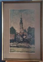 Ingelijste ets van Cees Bolding "Gezicht op Veere", Ophalen of Verzenden