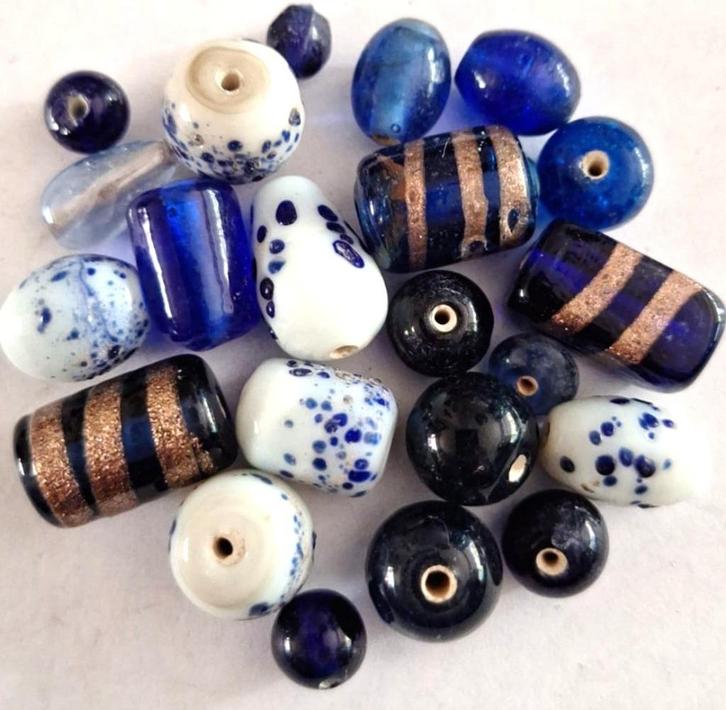 Lampwork glas kralen blauw tinten 10-20 mm, Hobby en Vrije tijd, Kralen en Sieraden maken, Nieuw, Kraal, Verzenden