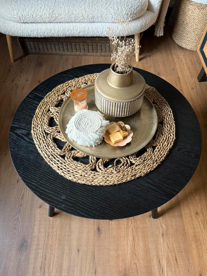Salon tafel zwart, Huis en Inrichting, Tafels | Salontafels, Zo goed als nieuw, Minder dan 50 cm, 50 tot 100 cm, Rond, Ophalen