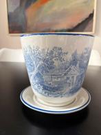 Bloempot blauw decor oost petrus regout, Ophalen of Verzenden