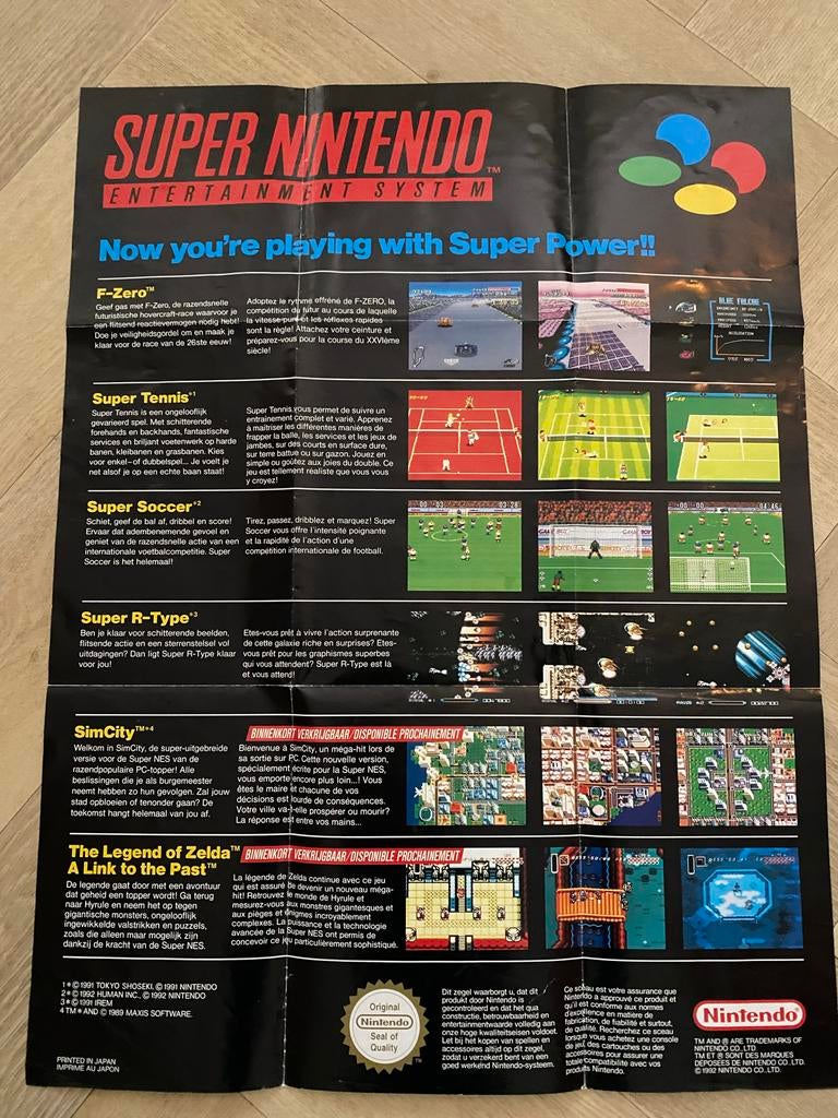 Originele Super Nintendo Poster 1992 met Handleiding, Ophalen of Verzenden, Gebruikt