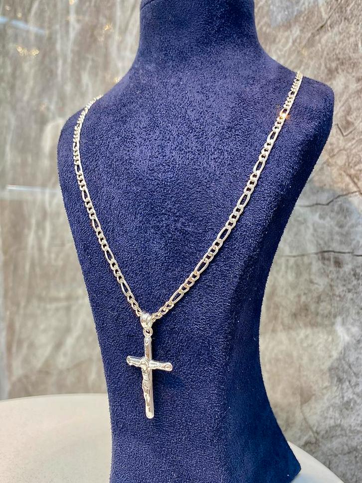 925 Zilveren Ketting met Kruis, Sieraden, Tassen en Uiterlijk, Kettingen, Nieuw, Zilver, Zilver, Ophalen of Verzenden