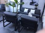 Loungeset VONGE 5-persoons zwart, Tuin en Terras, Ophalen, 5 zitplaatsen, Aluminium, Zo goed als nieuw