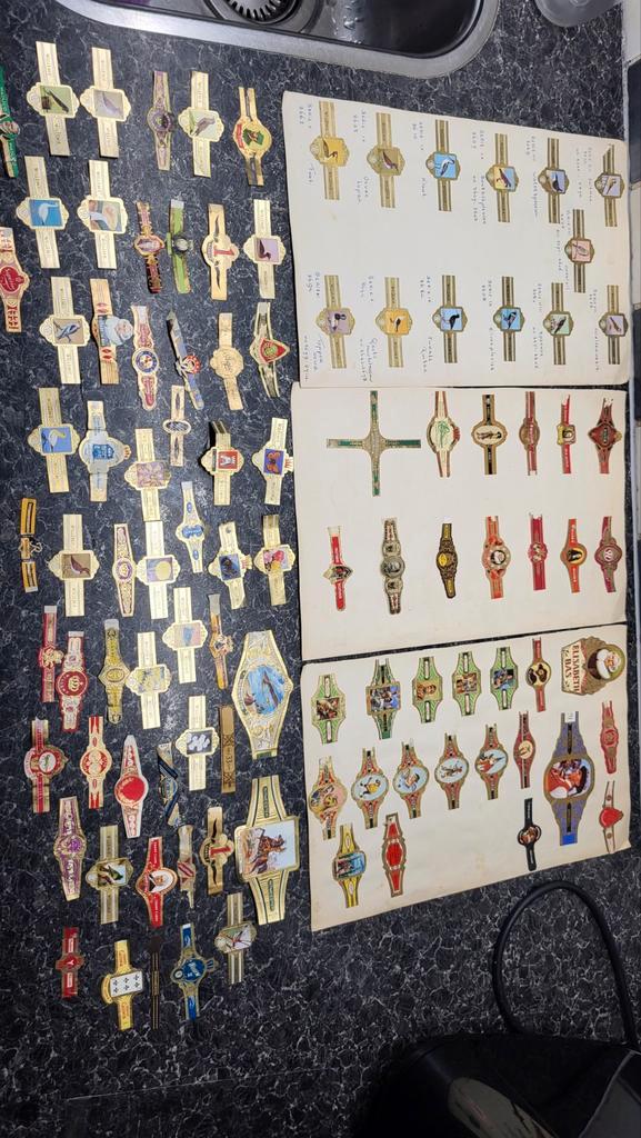 Leuke partij sigarenbandjes veel bijzonder materiaal., Verzamelen, Rookartikelen, Aanstekers en Luciferdoosjes, Gebruikt, Sigarenbandjes