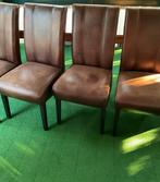 4x Bruine Suede eetkamerstoelen, Huis en Inrichting, Stoelen, Ophalen, Overige materialen, Bruin, Zo goed als nieuw