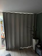 Lichtgrijze, gevoerde gordijnen met ringen, Huis en Inrichting, Ophalen, Gebruikt, 200 cm of meer, 200 cm of meer