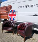 Chesterfield fauteuils in de authentieke Chesterfield kleur, Ophalen, Gebruikt, 75 tot 100 cm, Leer