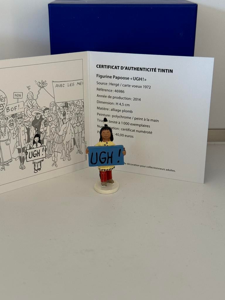 Papoose „Ugh” Tintin Pixi wenskaarten, Verzamelen, Stripfiguren, Zo goed als nieuw, Beeldje of Figuurtje, Kuifje, Ophalen of Verzenden