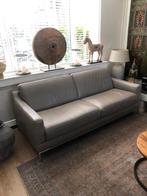 2,5 zits bank (licht grijs leder), Ophalen, Gebruikt, Overige maten, 75 tot 100 cm