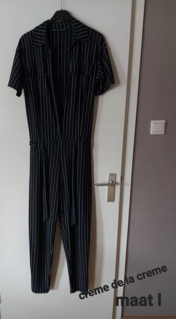 Zwarte jumpsuit met krijtstreep maat L